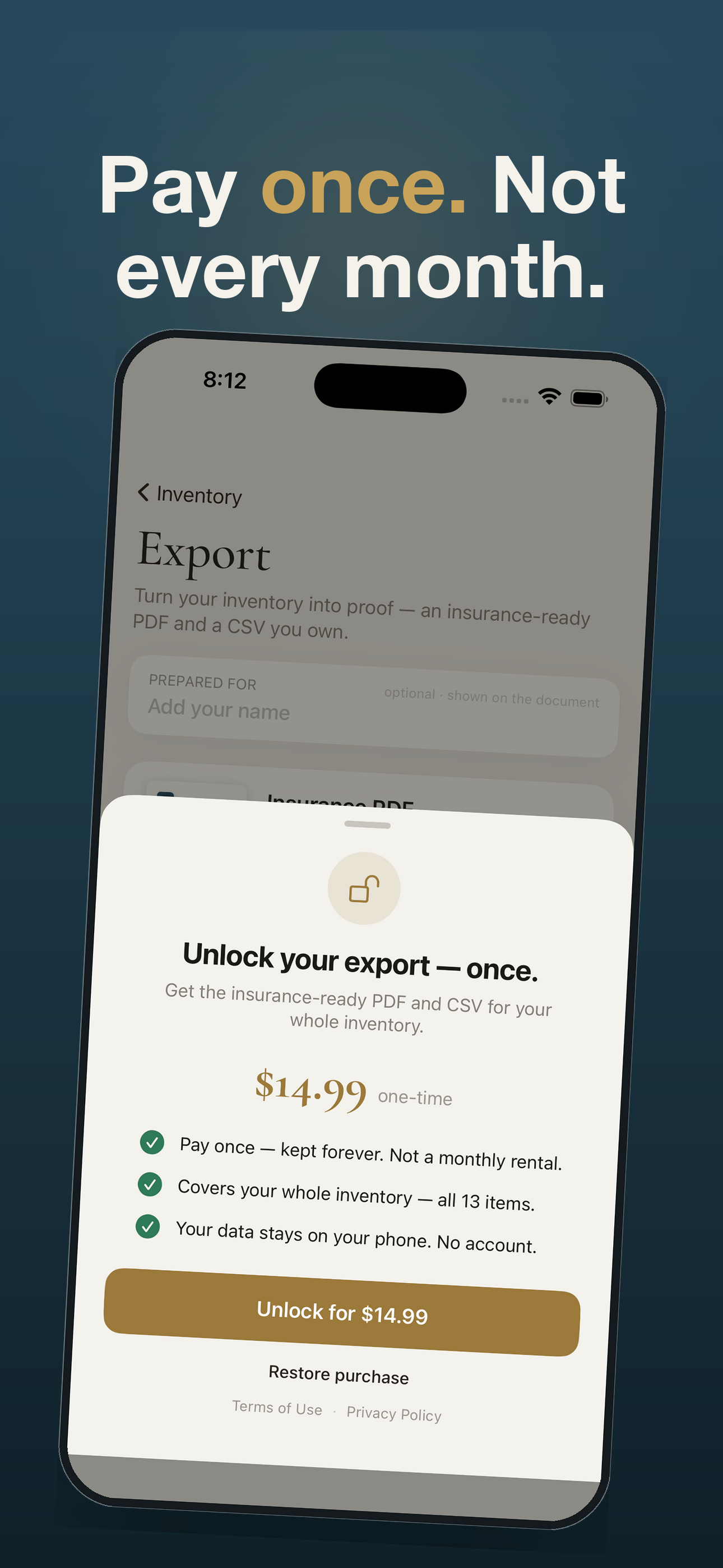 Pay once — no subscription, ever